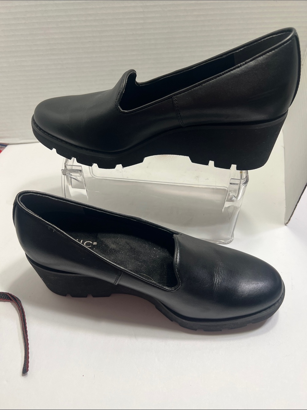 Vionic Black Slip-On Wedge Clogs